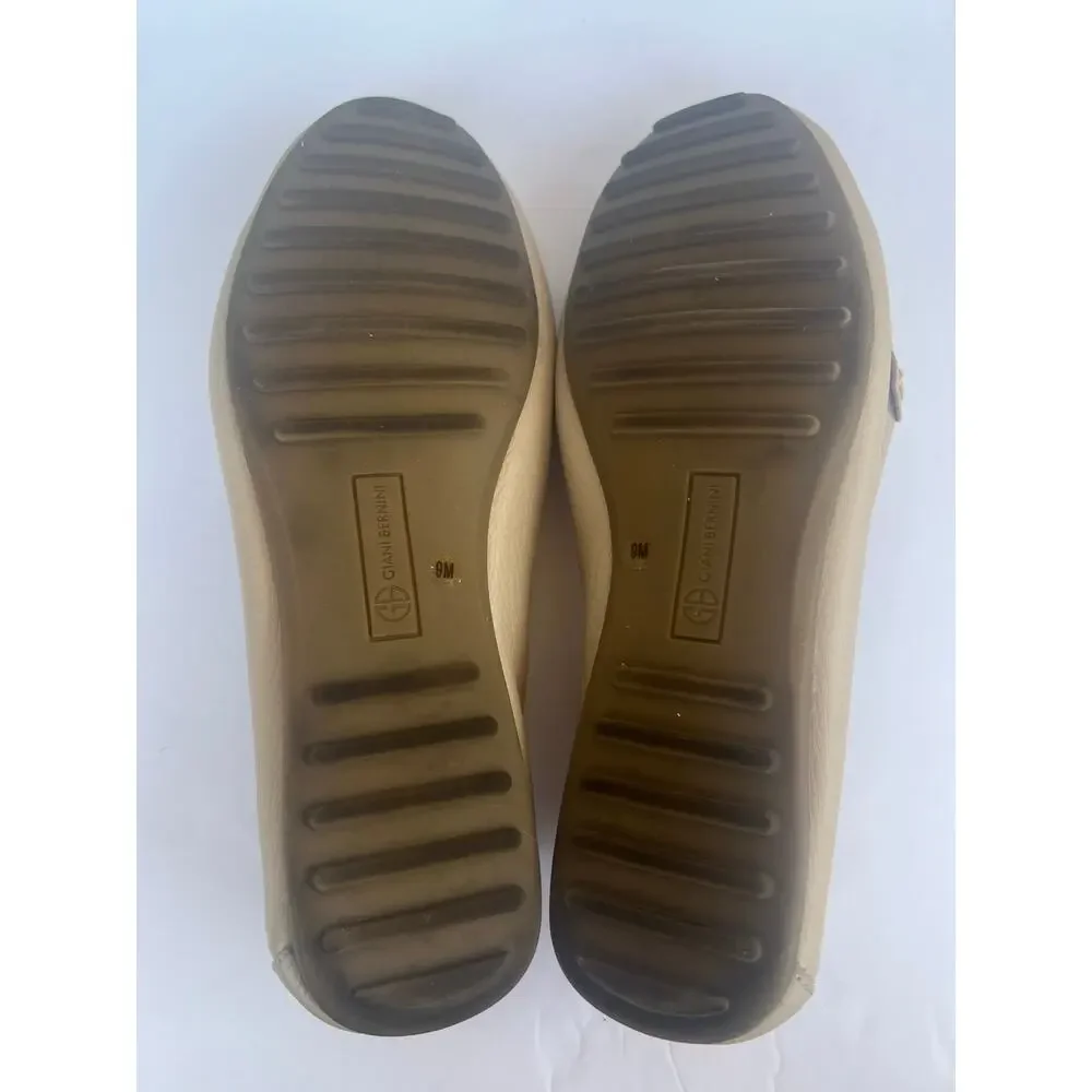 Giani Bernini Dailyn Beige Leather‎ Slip On Casual Comfort Loafer Shoes Sz 9M